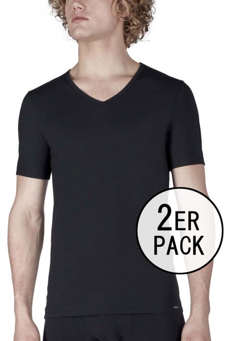 BLACK • 086911 • V-Shirt im Doppelpack • Every Day In Shirt Multipack • Skiny men